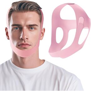 Anti Snore Chin Strap, Snore Stopper with Adjustable Velcro, Chin Strap for Sleeping Comfortable Stop Snoring Solution, Anti Snoring Devices Breathable and Reusable, Pink, XXXS