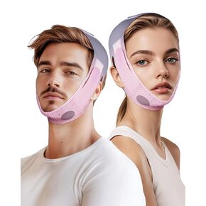 Reusable Anti-Snoring Chin Strap & V-Line Face Slimmer – Soft Silicone Jaw Support, Adjustable Strap for Comfortable Sleep, Fits 23-27 Inch Head (Snore Relief & Facial Contouring)