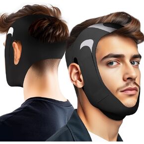 Anti-Snoring Chin Strap, Adjustable Chin Strap for Sleeping, Anti Snore Solution, Snoring Stopper, Chin Strap for Mouth Breathing Prevention (Black)