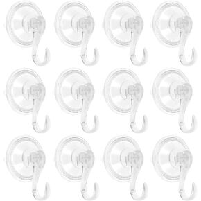 12Pcs Wreath Hanger Suction Cup Hooks Reusable Shower Suction Cup Hook Wall Window Bathroom Plastic Vacuum Hooks Wreath Holder for Front Doors Kitchen Shower Room