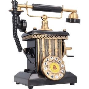 Retro Rotary Phone with Coin Bank, Resin Vintage Landline Antique Telephone Unbreakable Money Bank, Old School Phone Decor for Home Office Cafe Bar Prop