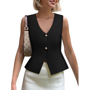 Yousify Womens Sweater Stest v زر الرقبة أسفل المحصول متماسكة الخزان العلوي الموضة 2025 أكمام كارديجان