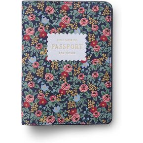 RIFLE PAPER CO. Rosa Passport Holder, Travel Essentials for Women, Card and Passport Anti Theft Wallet, Sized to Fit All Standard Passports, 5.5" L x 4.25" W (Closed)