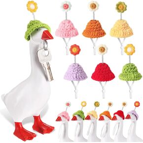 Geyoga 6 PCS Mini Treknated Hats 7 بوصة قبعة أوزة قبعة مع حزام قابل للتعديل ميني الشرفة أوزة أزياء رأسه لمفتاح التمثال
