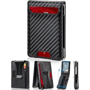 AirTag Wallet for Men, RFID Blocking Slim Mens Wallet with Money Clip, Minimalist Credit Card Holder for Apple Air Tag, Pop Up Card,9-11Cards Capacity | ID Window | Cash Slot | Gift Box（Black） in Kuwait