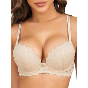 Push Up Bras for Women Add 2 Cups Sexy Lace Cleavage Extra Padded Plunge Bra Underwire