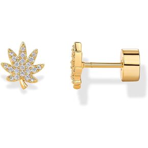 PAVOI 14K Gold Plated Sterling Silver Posts Dainty Emoji Screwback Earrings for Women | Dainty Helix Cartilage Piercing Jewelry | Palm Tree Bow Flower Bumble Bee Star Martini Clover Wishbone Smiley Rose Mushroom Leaf Western Cowgirl Boots Cactus Horseshoe