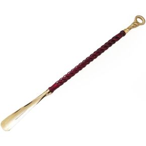 Solid Brass Shoehorn – 62cm Extra Long Engraved Shoe Horn with Wooden Handle, Easy to Use for Seniors & Men, Elegant Gift