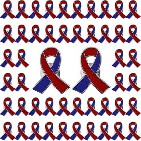 WANDIC 50 Pcs Yellow&Blue Ribbon Brooches, 0.98 * 0.78in Alloy Down Syndrome Awareness Pins World Down Syndrome Day Ribbon Badges for Jewelry Making in Kuwait