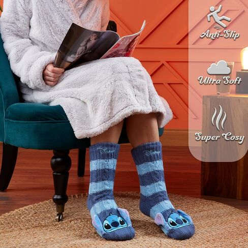 Disney Stitch Slipper Socks For Women Teens Warm Slipper Socks Bed Socks Non Slip Socks Gifts for Her in Kuwait