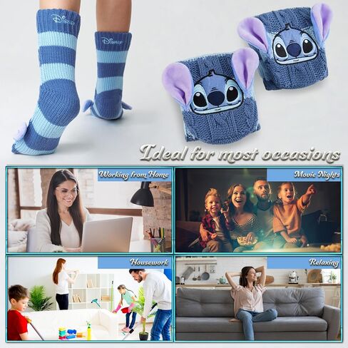 Disney Stitch Slipper Socks For Women Teens Warm Slipper Socks Bed Socks Non Slip Socks Gifts for Her in Kuwait