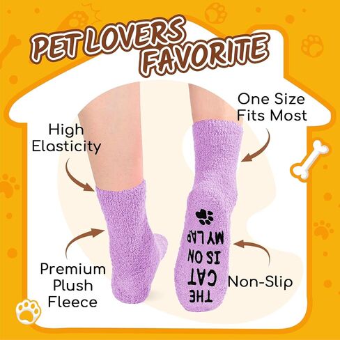 HAPPYPOP Cat Lover Gifts for Women Men - Funny Fuzzy Novelty Socks for Cat Mom Dad Animal Lovers in Kuwait