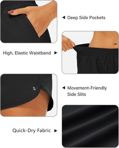 Stelle Womens 3" Running Shorts Mesh Liner High Waisted Workout Shorts Quick Dry Dolphin Athletic Shorts with Pockets in Kuwait