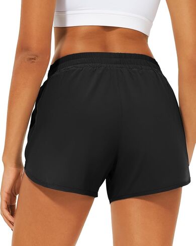 Stelle Womens 3" Running Shorts Mesh Liner High Waisted Workout Shorts Quick Dry Dolphin Athletic Shorts with Pockets in Kuwait