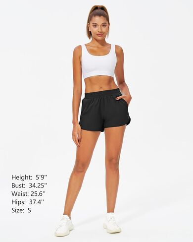 Stelle Womens 3" Running Shorts Mesh Liner High Waisted Workout Shorts Quick Dry Dolphin Athletic Shorts with Pockets in Kuwait
