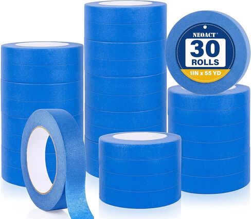 NEOACT 24 Rolls Blue Painters BAND 2 بوصة ، و 55 ياردة من بقايا متعددة السطحات خالية من المخلفات لطلاء الجدران ، والتعبئة ، ووضع العلامات ، وحرف DIY ، 24 لفات × 2 بوصة × 55 ياردة (1320 ياردة المجموع) in Kuwait