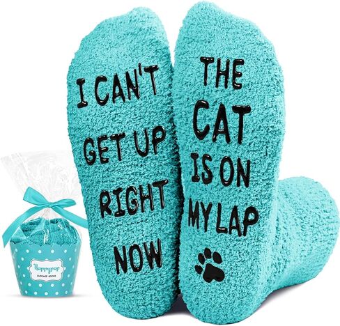 HAPPYPOP Cat Lover Gifts for Women Men - Funny Fuzzy Novelty Socks for Cat Mom Dad Animal Lovers in Kuwait