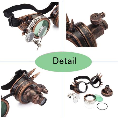 Lelinta Spiked Steampunk Goggles Welding Steampunk Glasses Halloween Costume Accessories for Men Women Cosplay Party in Saudi Arabia
