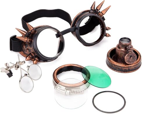 Lelinta Spiked Steampunk Goggles Welding Steampunk Glasses Halloween Costume Accessories for Men Women Cosplay Party in Saudi Arabia