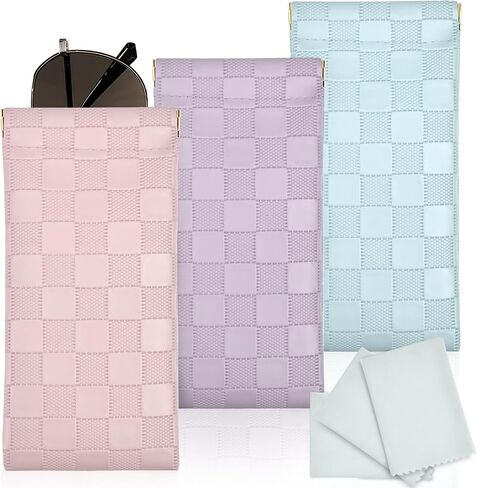 Soft Sunglass Case, Eyeglass Bag for Women Portable Squeeze Top Leather Glasses Pouch in Saudi Arabia