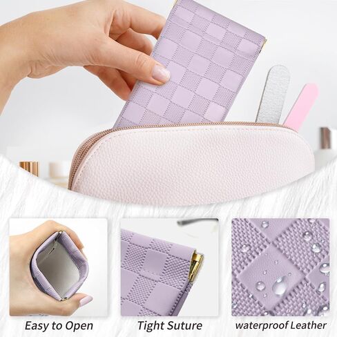 Soft Sunglass Case, Eyeglass Bag for Women Portable Squeeze Top Leather Glasses Pouch in Saudi Arabia