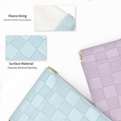 Soft Sunglass Case, Eyeglass Bag for Women Portable Squeeze Top Leather Glasses Pouch in Saudi Arabia