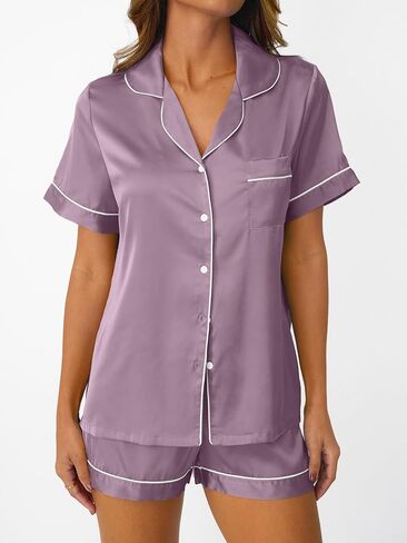 LILLUSORY 4Pcs Women Silk Pajama Set Summer 2025 Satin Pjs 2 Piece Suit Lounge Scrunchies Lady Sleepwear Matching Clothing in Saudi Arabia