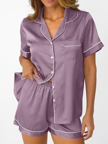 LILLUSORY 4Pcs Women Silk Pajama Set Summer 2025 Satin Pjs 2 Piece Suit Lounge Scrunchies Lady Sleepwear Matching Clothing in Saudi Arabia