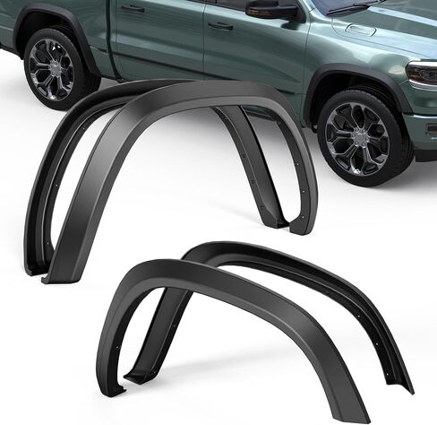 OE Factory Fender Flares Compatible for 2009-2018 Dodge Ram 1500/2019-2022 1500 Classic (Not for R/T, Rebel Models) Smooth Black Paintable Wheel Flare Front Rear 4PCS in Kuwait