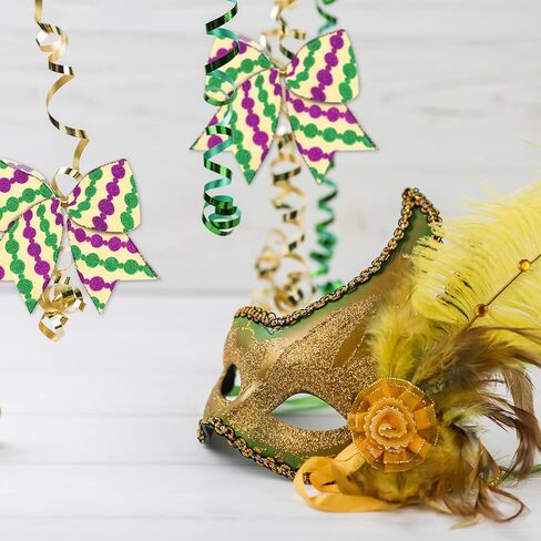 Mardi Gras Fabric Ribbons Mardi Gras Burlap Linen Ribbons Glitter Flower De Luce Edge Wired Decor Ribbons for Lundi Gras Party Carnival Parades Gift Wrapping Fat Tuesday Decoration Supplies 10 Yards in Kuwait