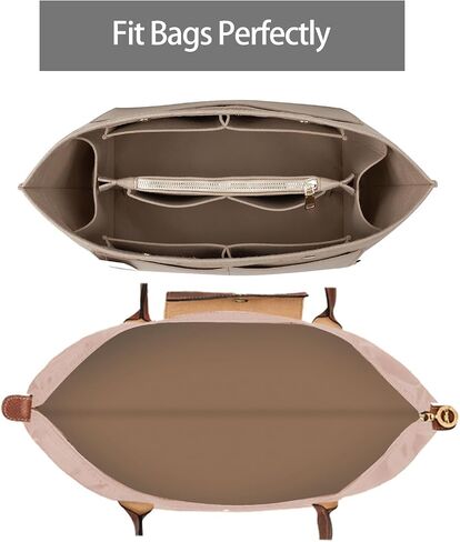 ZTUJO Purse Organizer Insert for le pliage, Compatible with Longchamp Le Pliage Top Handle S/M,Shoulder Bag S/L (Beige, Large For Top Handle M and Shoulder Bag L) in Saudi Arabia