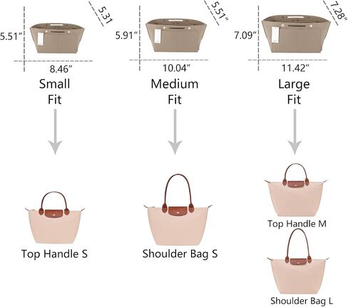 ZTUJO Purse Organizer Insert for le pliage, Compatible with Longchamp Le Pliage Top Handle S/M,Shoulder Bag S/L (Beige, Large For Top Handle M and Shoulder Bag L) in Saudi Arabia