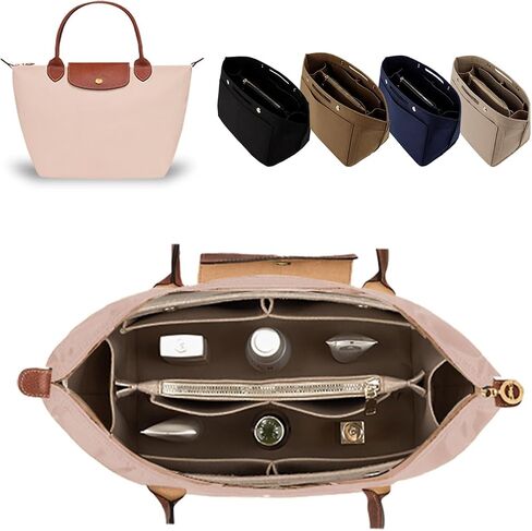 ZTUJO Purse Organizer Insert for le pliage, Compatible with Longchamp Le Pliage Top Handle S/M,Shoulder Bag S/L (Beige, Large For Top Handle M and Shoulder Bag L) in Saudi Arabia