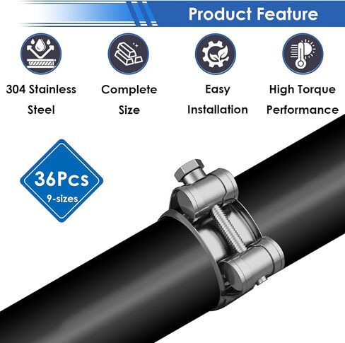 smseace 4 قطع 23-25 ​​مم T مشابك خرطوم من الفولاذ المقاوم للصدأ 304 مشابك T-bolt مع مفتاح ربط M8 تستخدم في الصناعة والسيارات والسفن والآلات مشابك خرطوم شديدة التحمل in Saudi Arabia