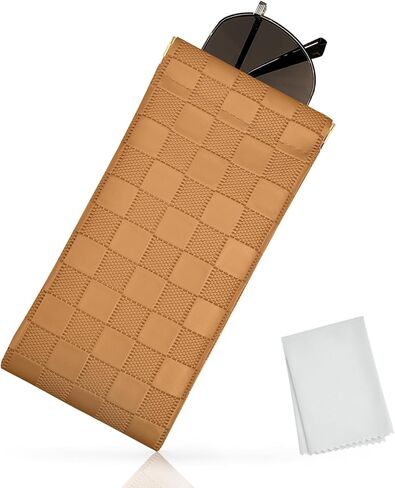 Soft Sunglass Case, Eyeglass Bag for Women Portable Squeeze Top Leather Glasses Pouch in Saudi Arabia