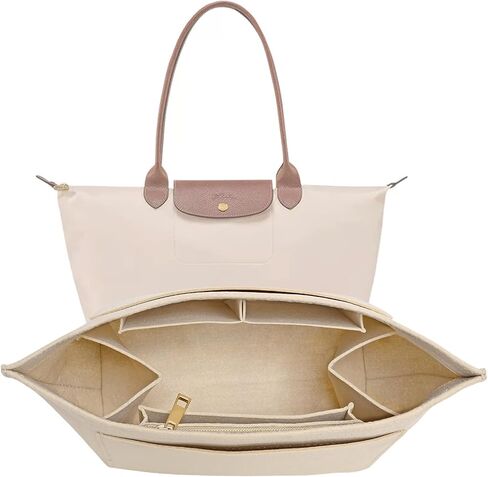 Upgraded Felt Organizer Insert for Longchamp Le Pliage M Handbag Insert (Beige, Medium) in Saudi Arabia