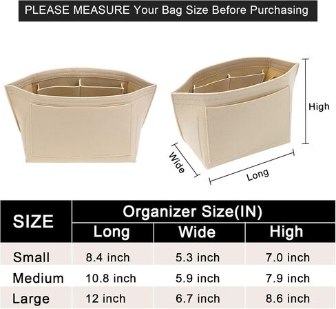 Upgraded Felt Organizer Insert for Longchamp Le Pliage M Handbag Insert (Beige, Medium) in Saudi Arabia