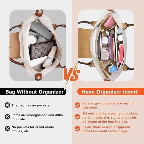Upgraded Felt Organizer Insert for Longchamp Le Pliage M Handbag Insert (Beige, Medium) in Saudi Arabia