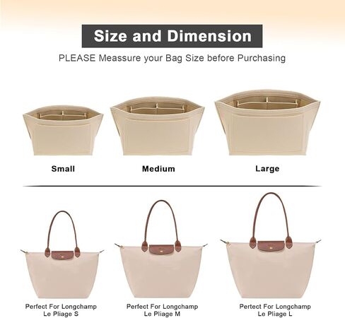 Upgraded Felt Organizer Insert for Longchamp Le Pliage M Handbag Insert (Beige, Medium) in Saudi Arabia