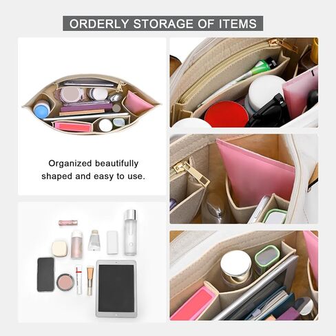 Upgraded Felt Organizer Insert for Longchamp Le Pliage M Handbag Insert (Beige, Medium) in Saudi Arabia