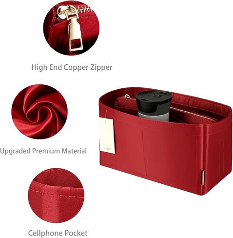 Purse Organizer Insert For Handbags, Purse Organizer With Zipper, Neverfull Organizer, Bag Organizer For Speedy Neverfull ONTHEGO Tote, Handbag and More (Silky Beige, Medium) in Kuwait