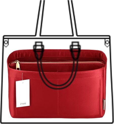 Purse Organizer Insert For Handbags, Purse Organizer With Zipper, Neverfull Organizer, Bag Organizer For Speedy Neverfull ONTHEGO Tote, Handbag and More (Silky Beige, Medium) in Kuwait