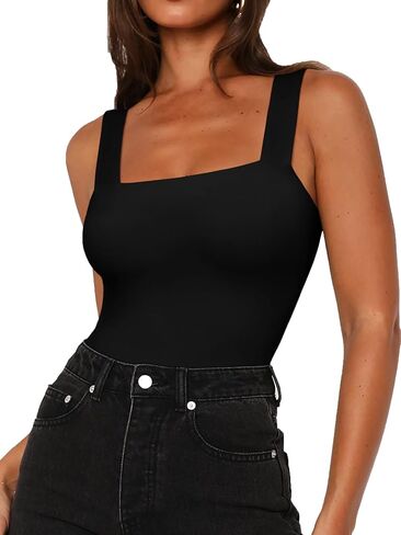 REORIA Butsmooth® Womens Basic Sexy Square Neck Sleeveless Tank Tops Bodysuits Clubwear in Saudi Arabia