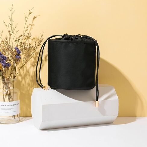 Tall Purse Organizer Insert Womens Canvas Round Handbag Organizer Storage,Handbag Purse Organizer Round Cosmetic Pouch Bag Bucket Makeup Bag in Saudi Arabia