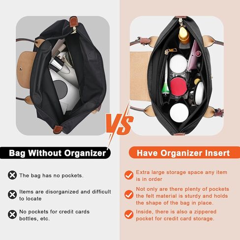 Upgraded Felt Organizer Insert for Longchamp Le Pliage M Handbag Insert (Beige, Medium) in Saudi Arabia