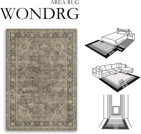 2x6 Washable Brown Vintage Runner Rug for Kitchen Hallway Non-Slip Low Pile Soft Thin Carpet Traditional Retro Distressed Accent Throw Rug for Entryway Bathroom Indoor Bedroom in Kuwait