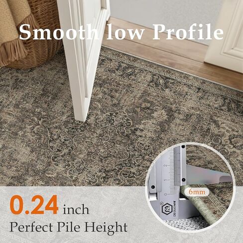 2x6 Washable Brown Vintage Runner Rug for Kitchen Hallway Non-Slip Low Pile Soft Thin Carpet Traditional Retro Distressed Accent Throw Rug for Entryway Bathroom Indoor Bedroom in Kuwait