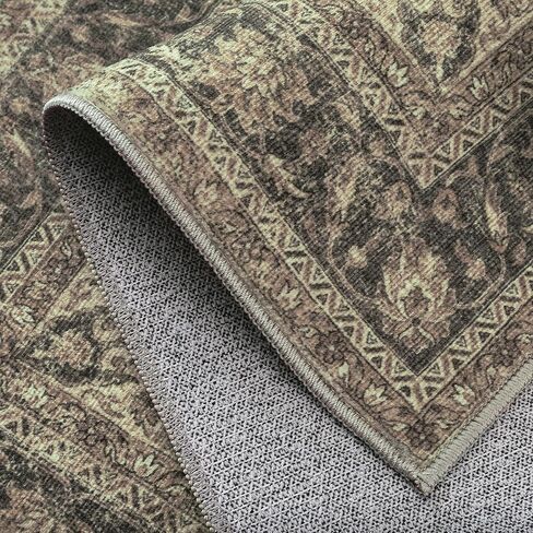 2x6 Washable Brown Vintage Runner Rug for Kitchen Hallway Non-Slip Low Pile Soft Thin Carpet Traditional Retro Distressed Accent Throw Rug for Entryway Bathroom Indoor Bedroom in Kuwait