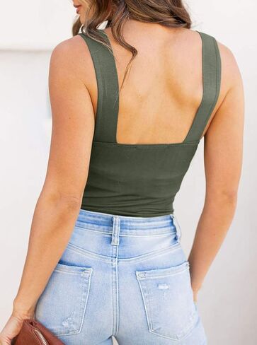 REORIA Butsmooth® Womens Basic Sexy Square Neck Sleeveless Tank Tops Bodysuits Clubwear in Saudi Arabia