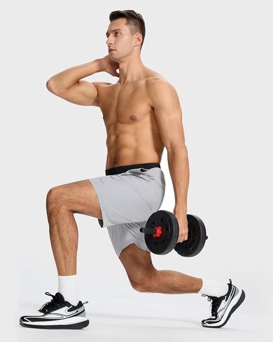 Men's Running Athletic Workout Gym Shorts Lightweight Quick Dry for Men Active with Hidden Zip Pocket in Kuwait